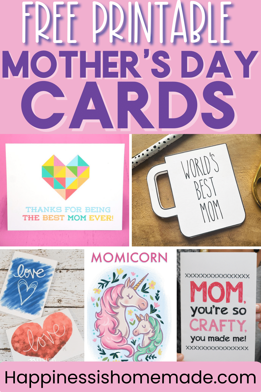 Free Printable Mother's Day Cards pin graphic