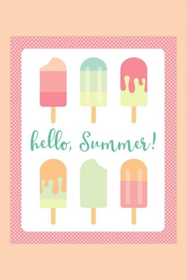hello summer popsicle printable art