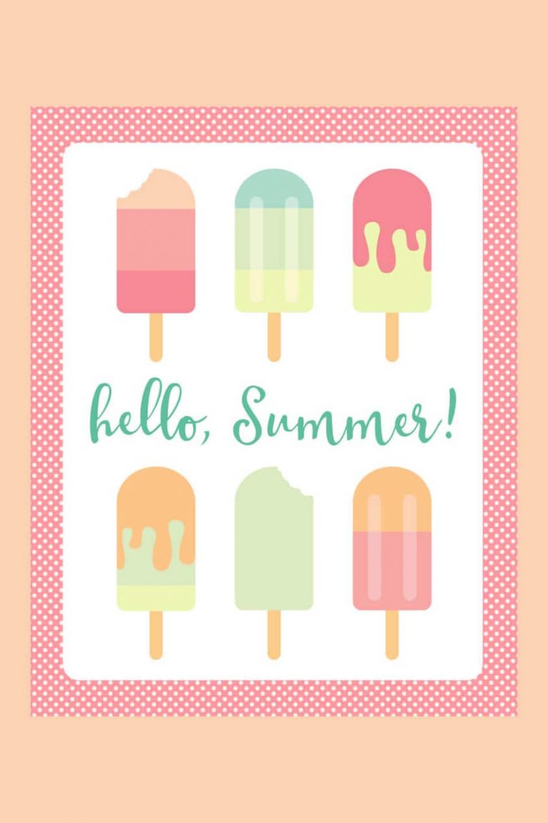 hello summer popsicle printable art