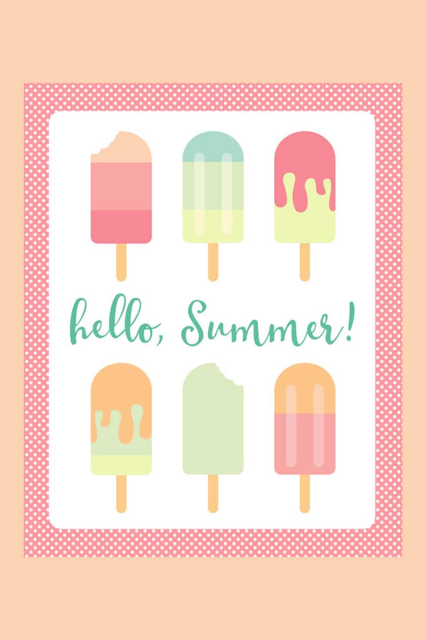 hello summer popsicle printable art