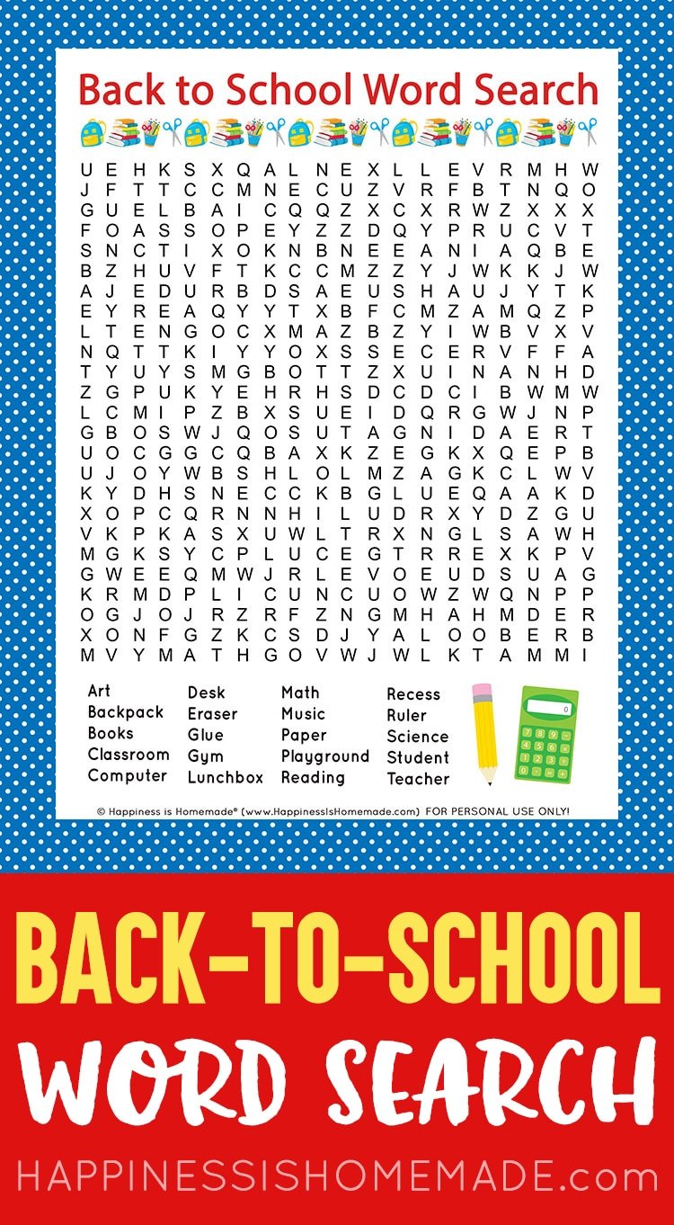 free printables for teachers back to school word search game