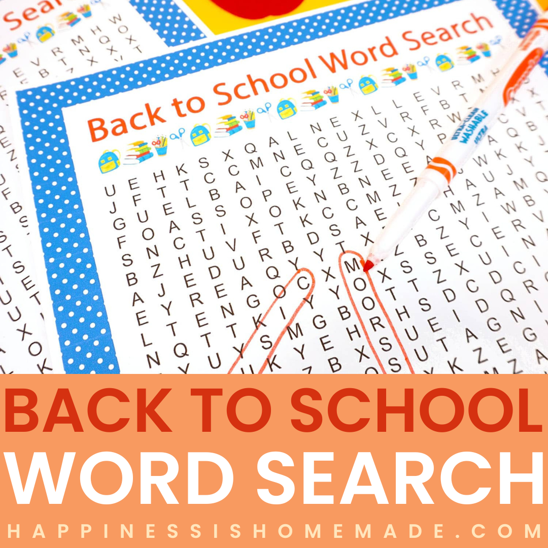 Back to School Word Search Square Image 