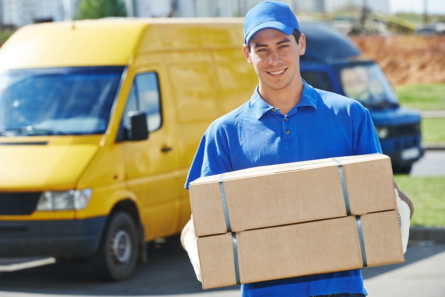 Delivery driver with two packages