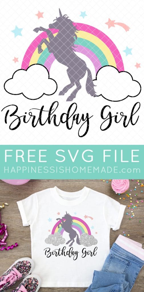 Download Free Unicorn Svg Birthday Girl Shirt Happiness Is Homemade PSD Mockup Templates