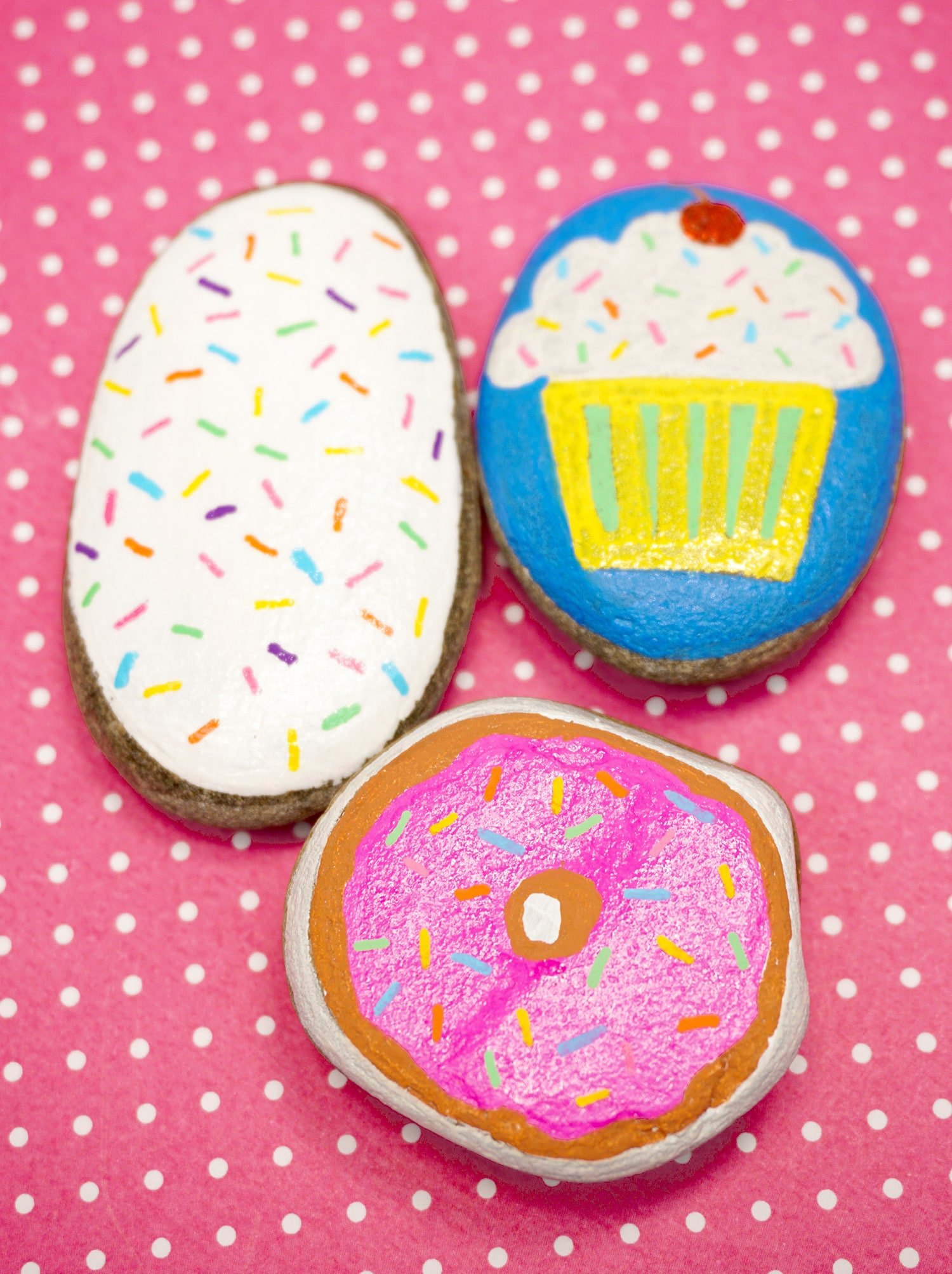 cupcake and donut rocks