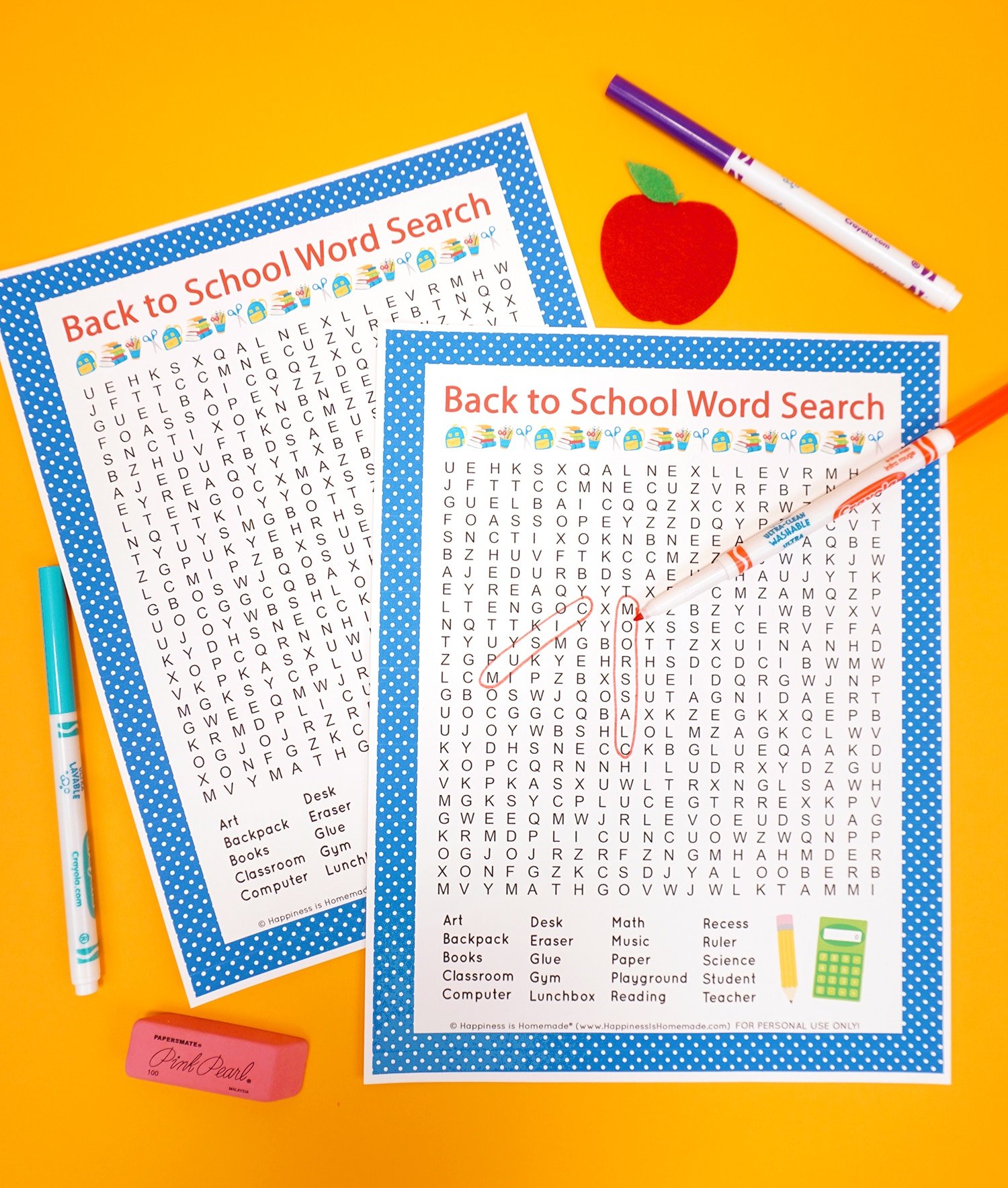 printable back to school word search with words circled