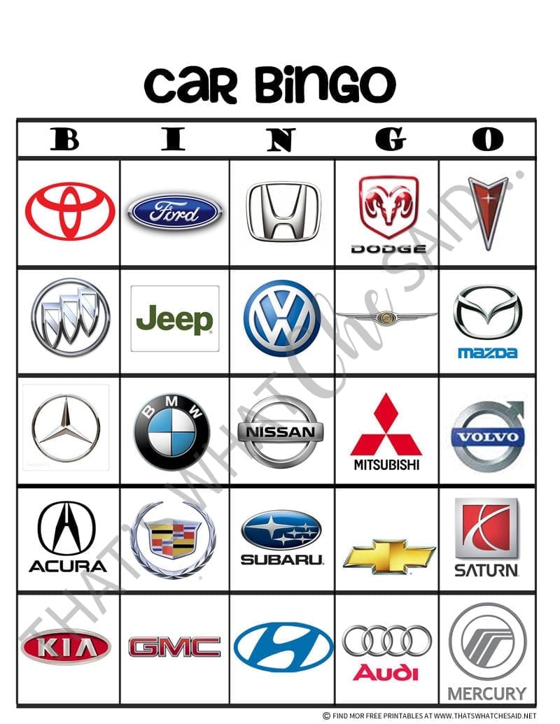 road trip bingo car edition