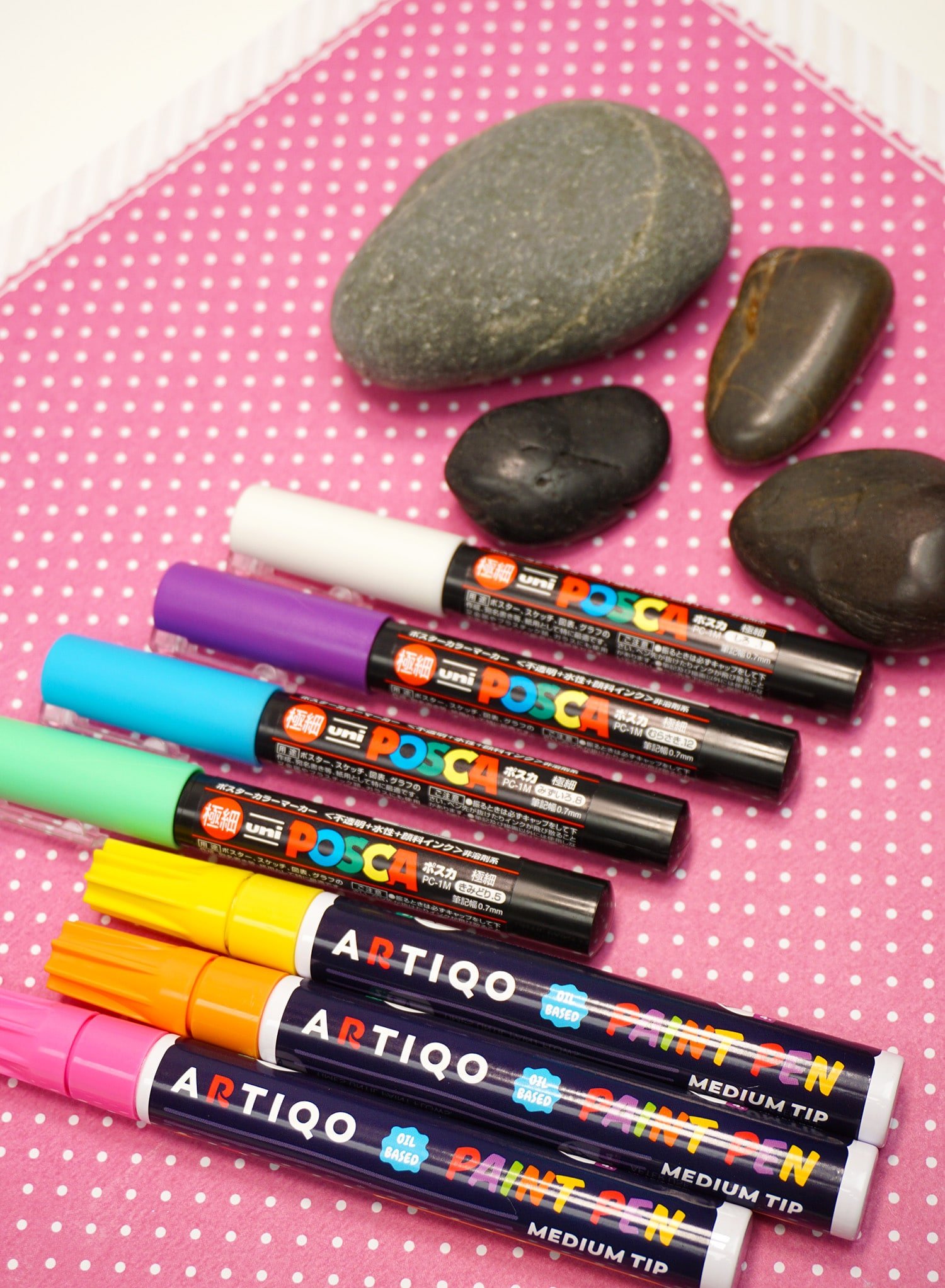 rock painting pens and smooth rocks