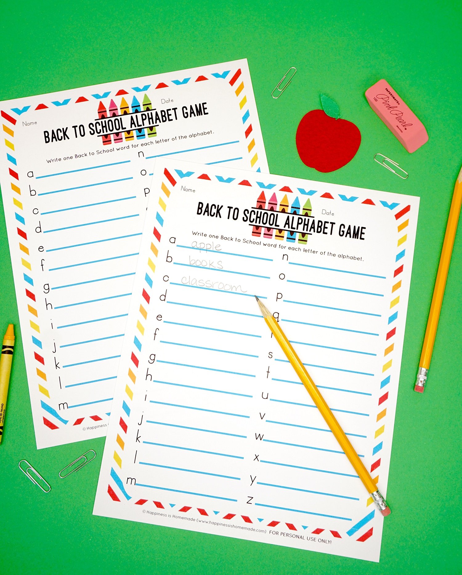 Back to School Alphabet Game Printable