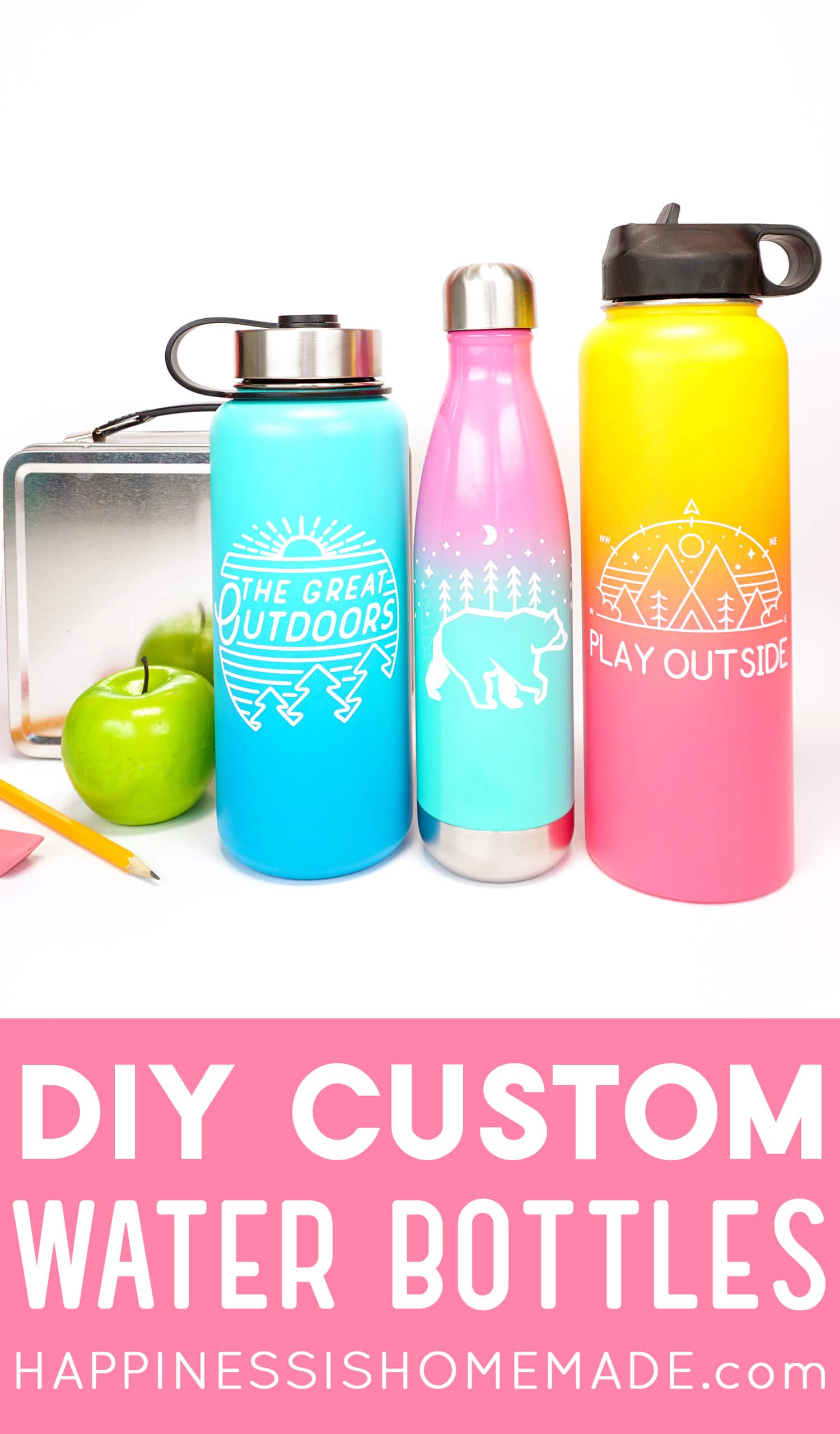 DIY custom water bottles made with cricut