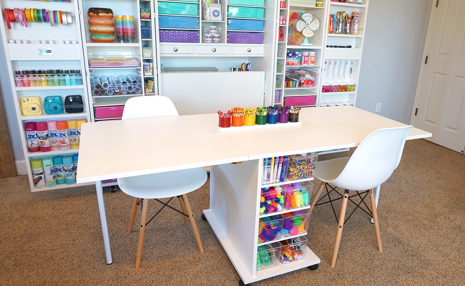 chairs sat at kids craft station