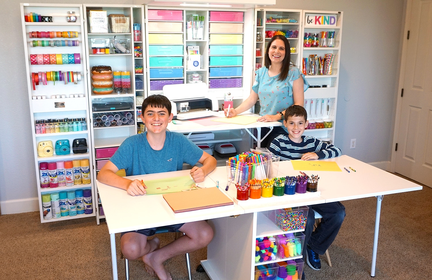 family working together on crafts