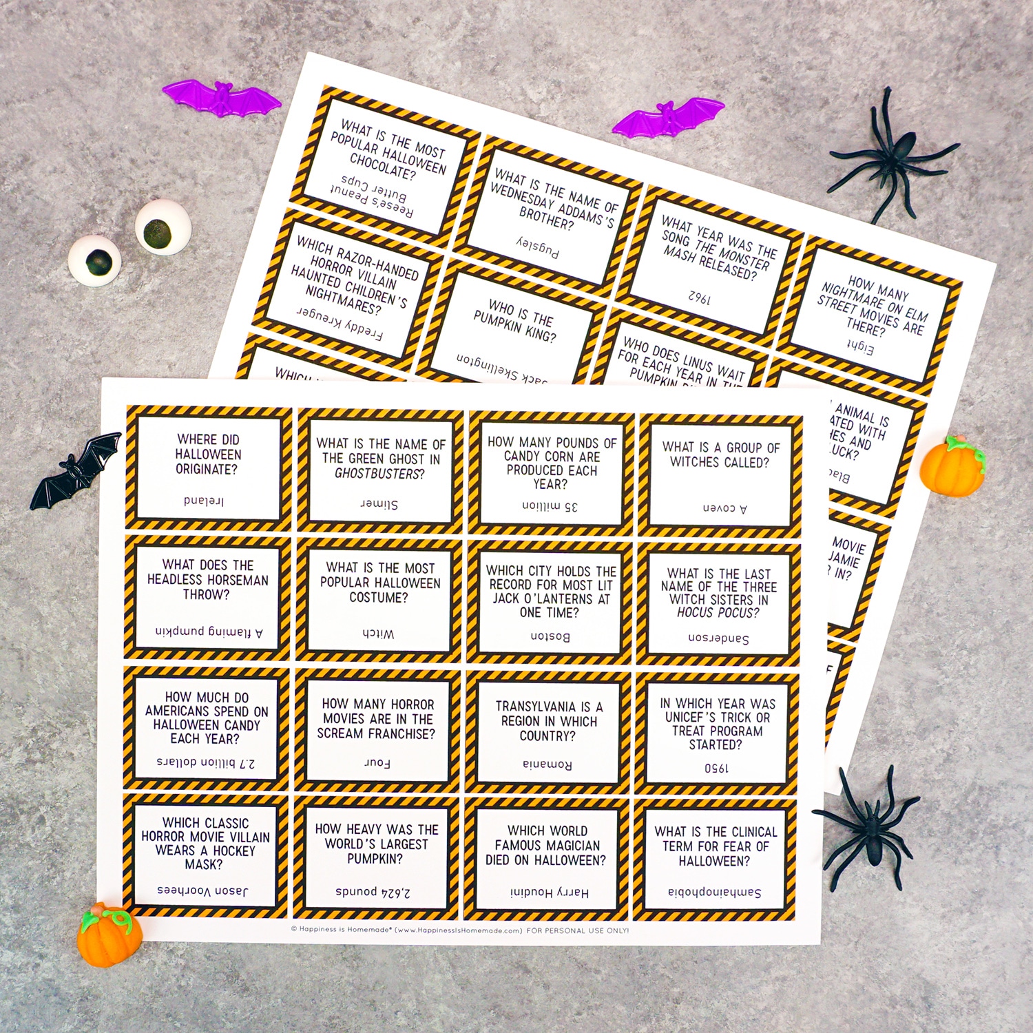 32 Halloween Trivia Questions + Printable Game - Happiness is Homemade