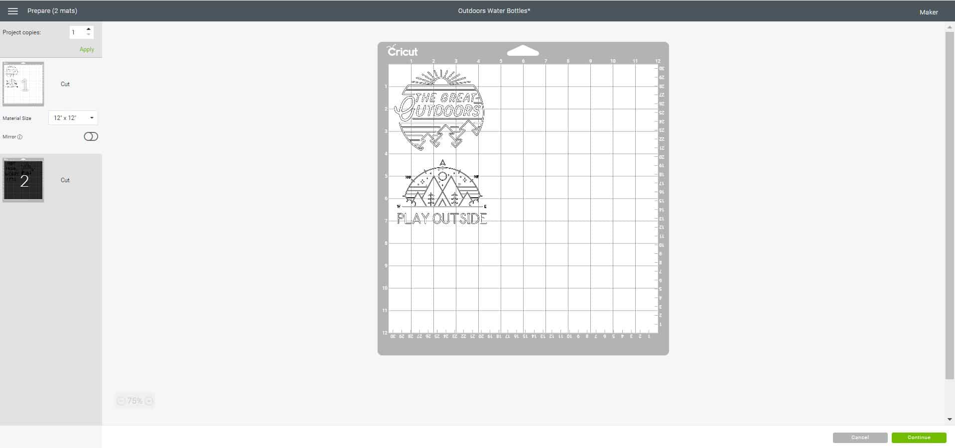 design preview over cutting mat in cricut design space