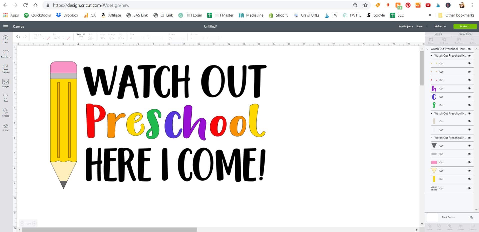 First Day of School Shirt SVG in Cricut Design Space