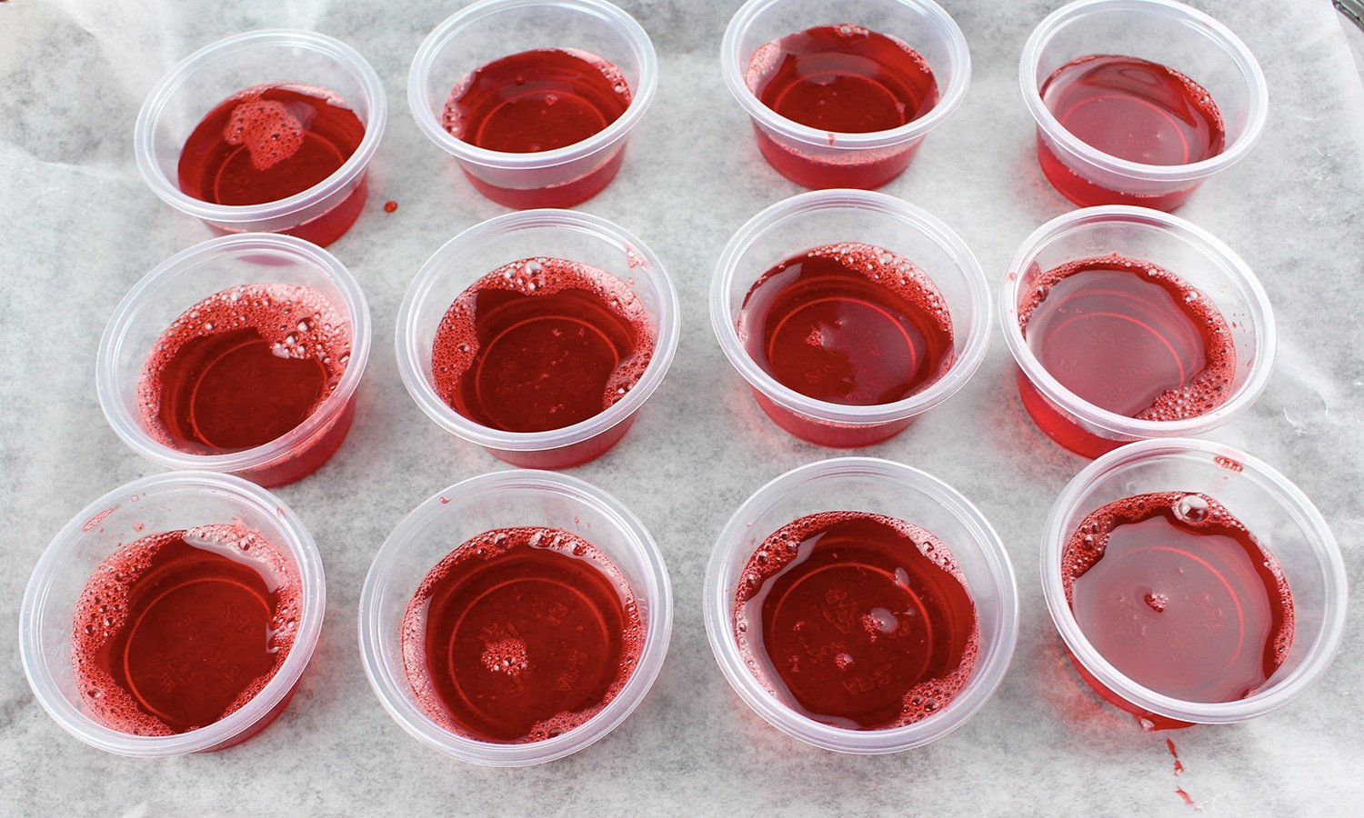 mixture poured into individual jello shot cups