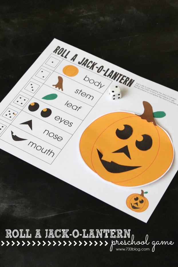 roll a jack o lantern free dice game for kids
