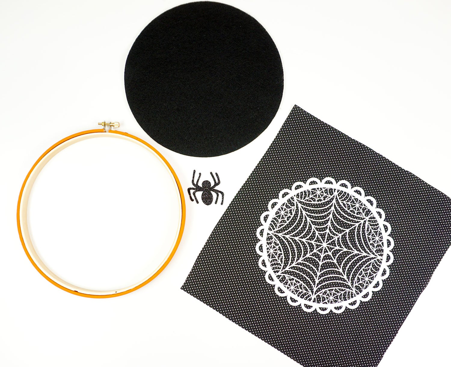 hoop and pieces for spider web art 