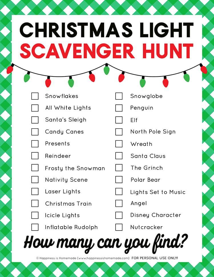 Christmas Light Scavenger Hunt - Happiness is Homemade