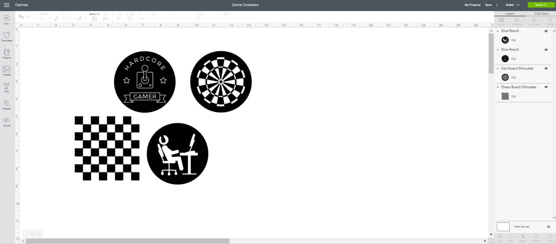 gaming coaster designs in cricut design space
