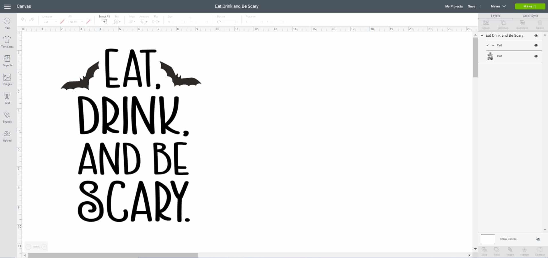 eat drink and be scary file in cricut design space