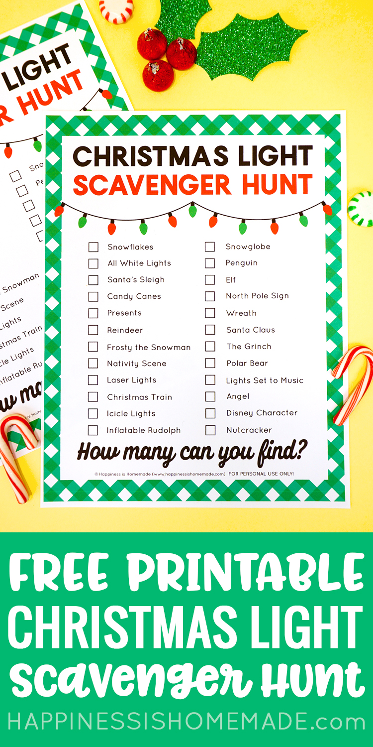 Free Printable Christmas Light Scavenger Hunt Game