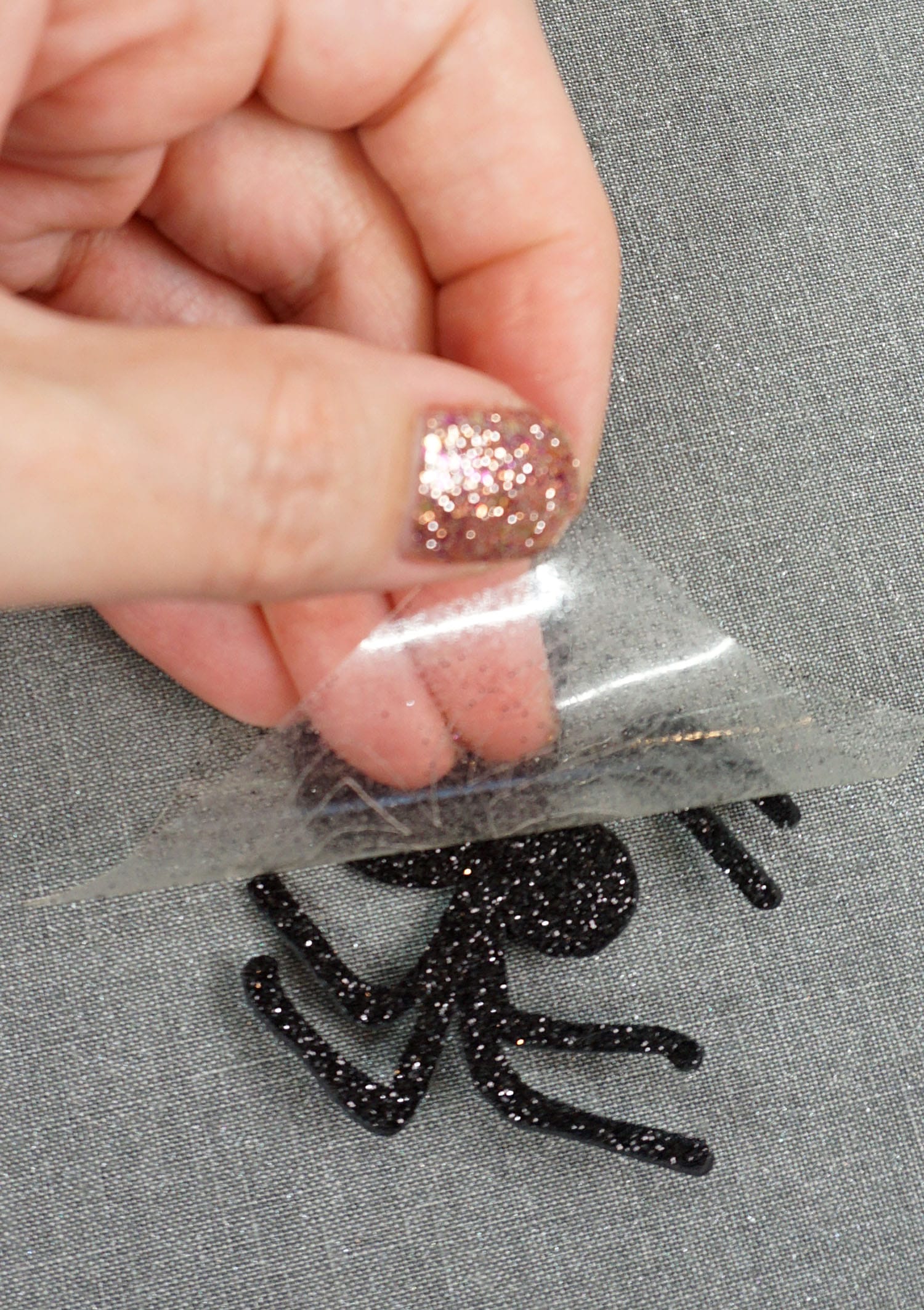 peel and reveal pressed glitter spider