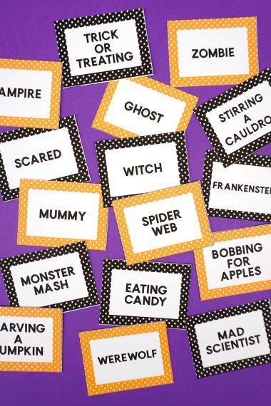 halloween game cards charades printable game