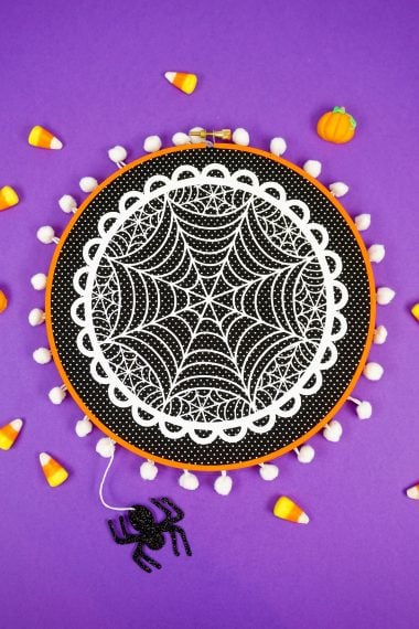 halloween hoop art decoration with cricut