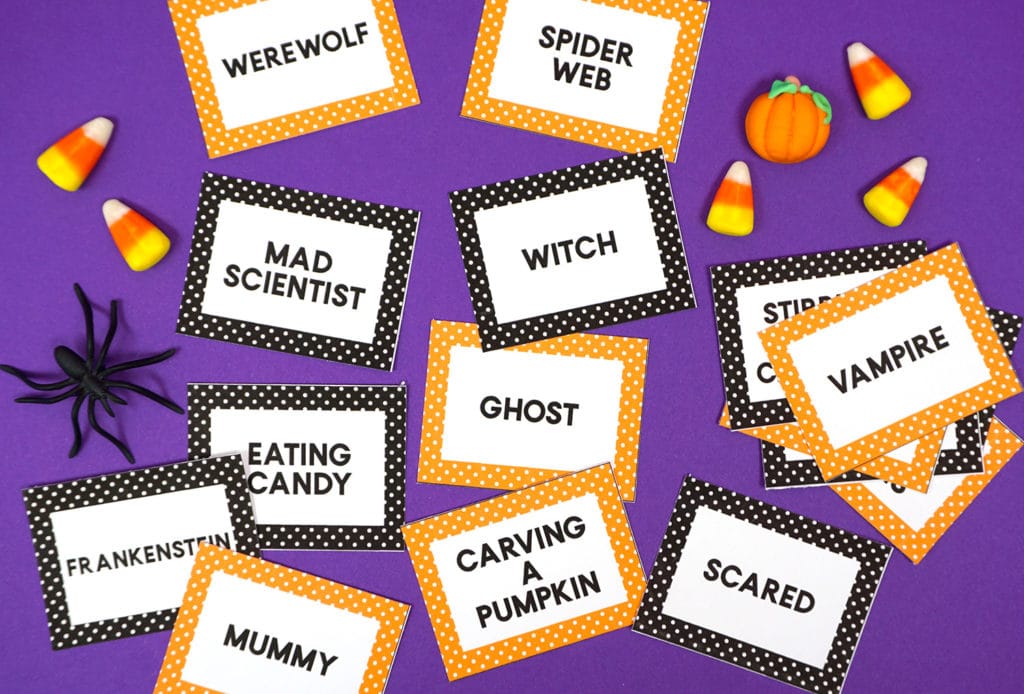 halloween printable game cards for charades 