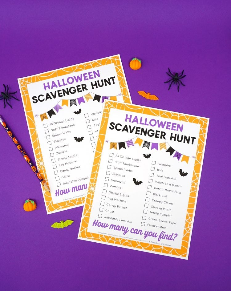 printable halloween scavenger game