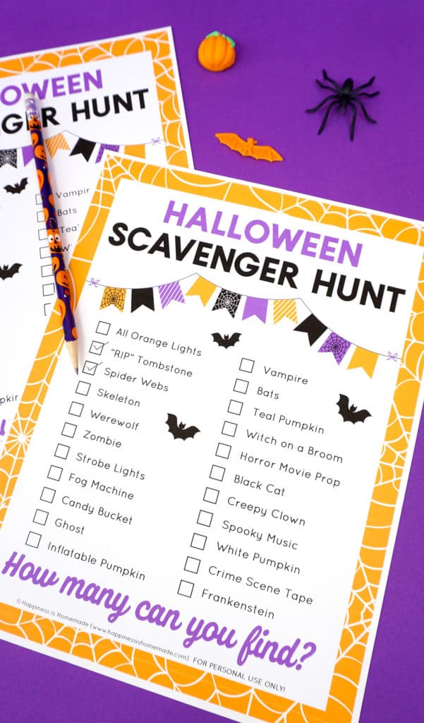 printable halloween scavenger hunt with pencil