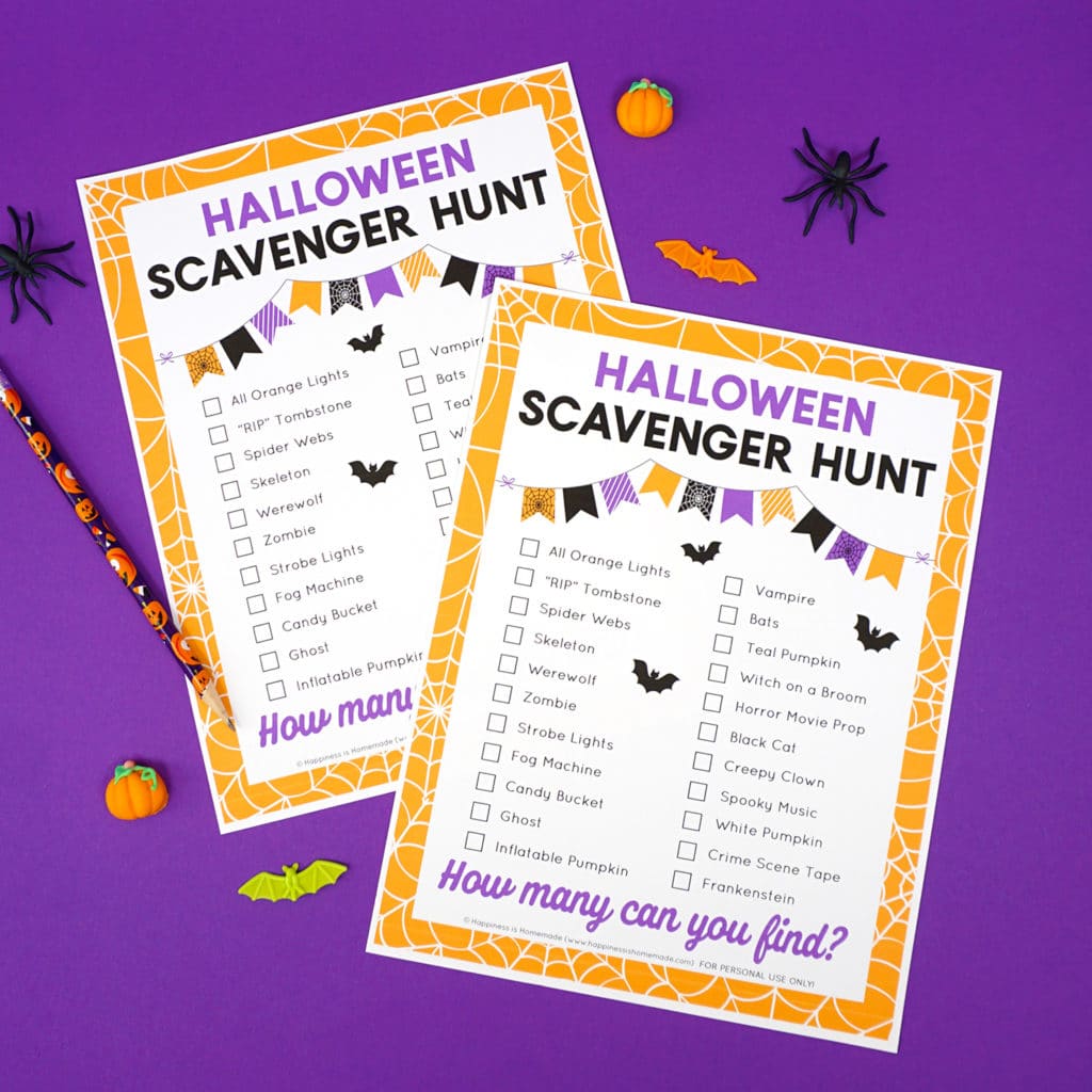 halloween scavenger hunt printable game