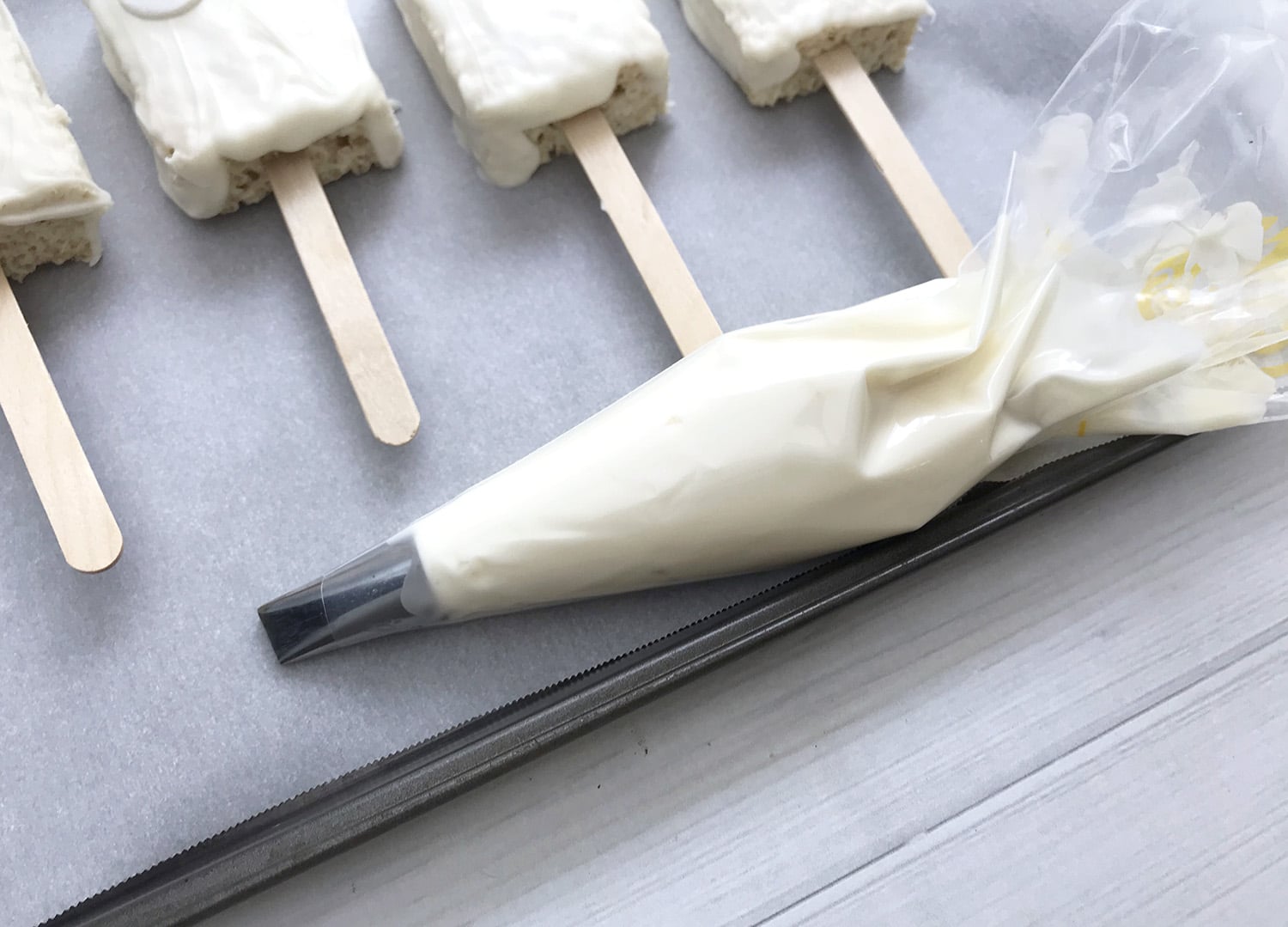 white chocolate in piping bag 