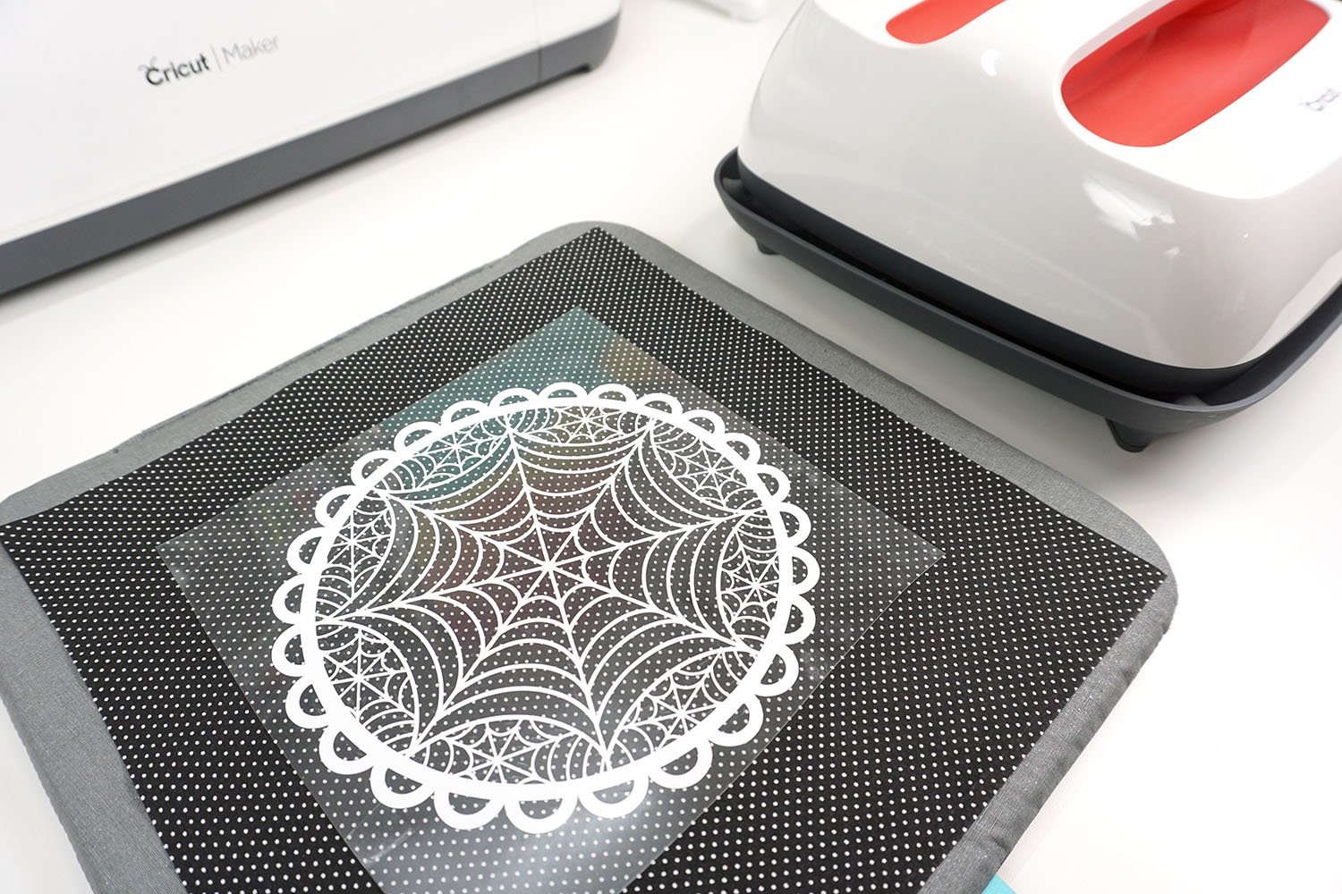 spider web art and cricut easy press machine