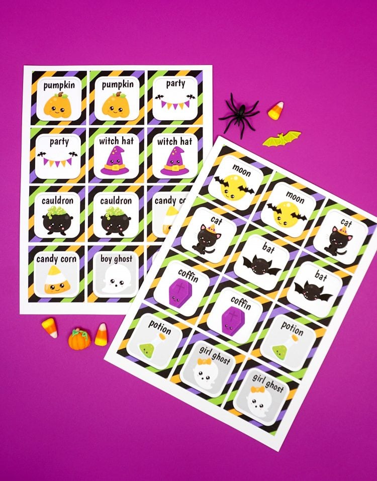printable halloween memory game cards