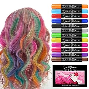 hair chalk for temporary hair dye and example on girls hair