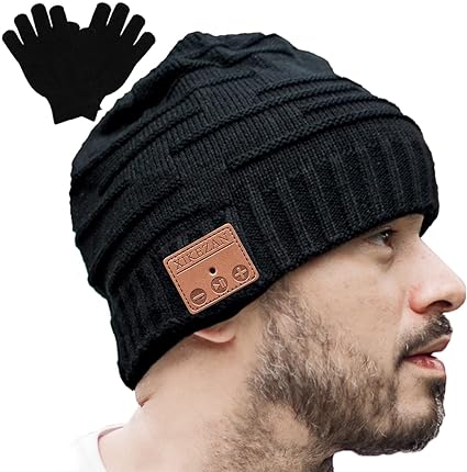 man wearing bluetooth beanie