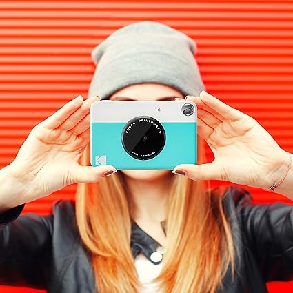 kodiak print camera held by woman