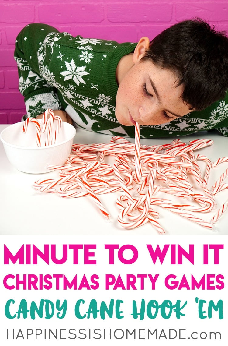 minute to win it christmas party games candy cane hook em