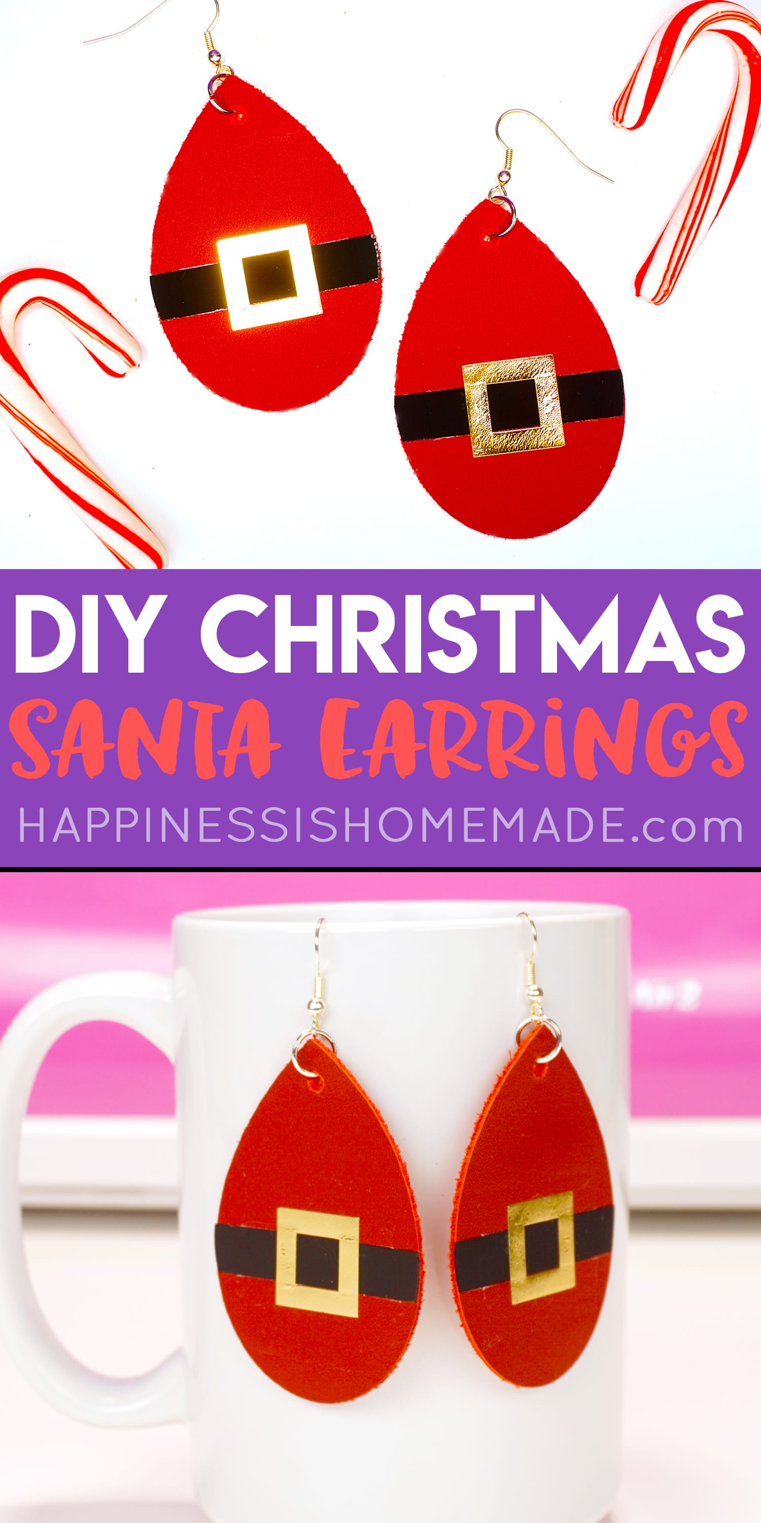 DIY christmas santa earrings