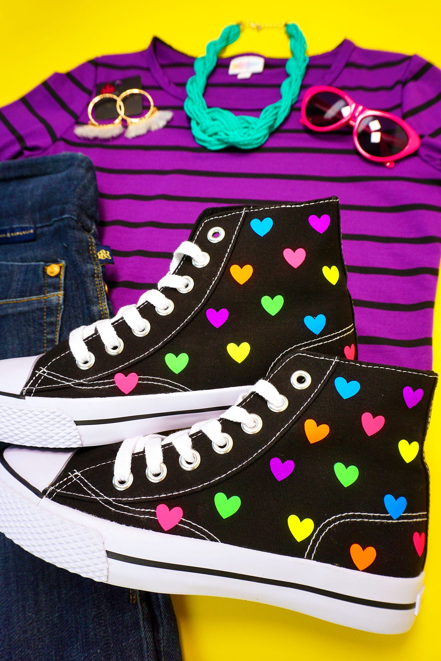 cute high top heart shoes made wtih cricut