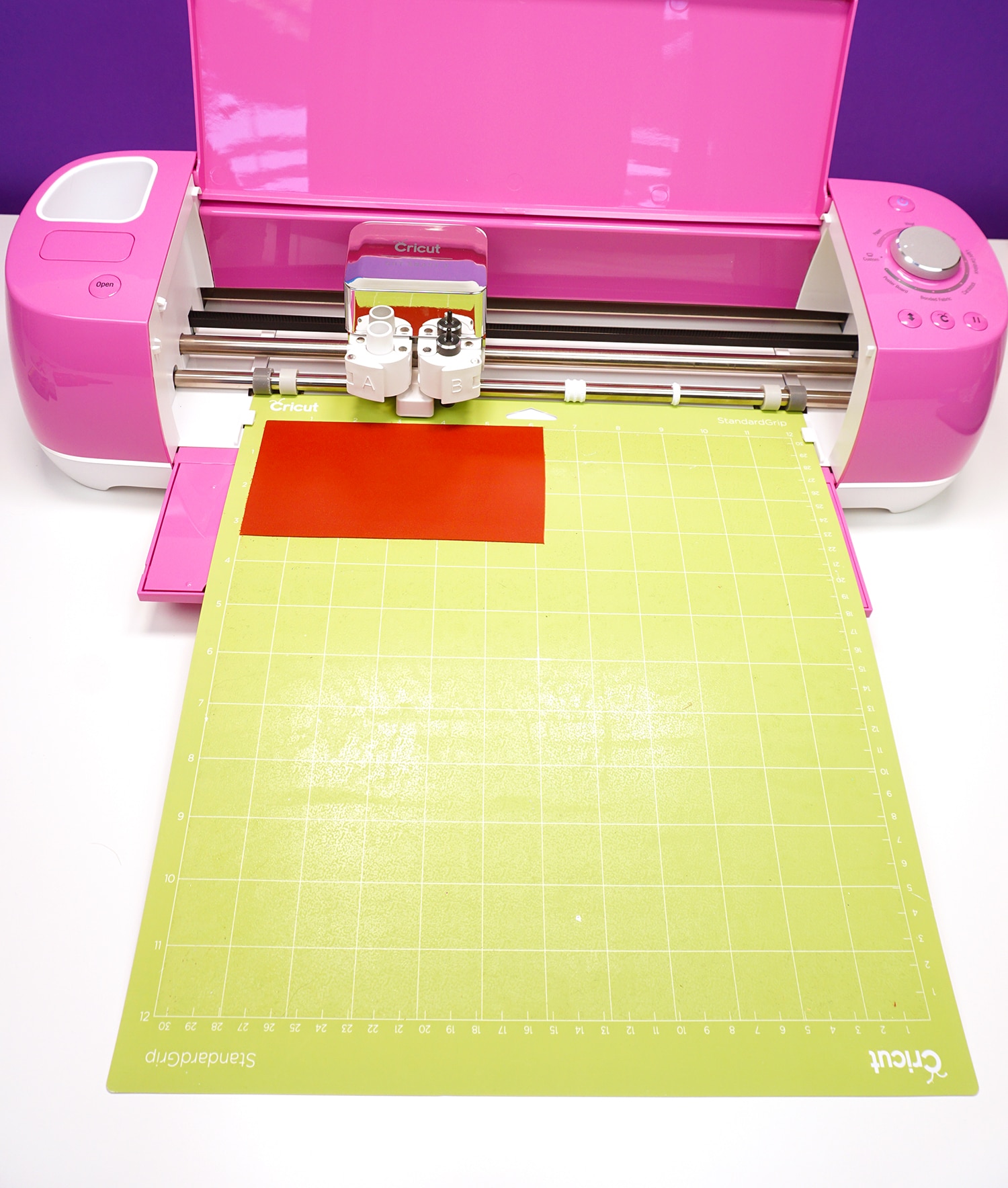 cricut cutting scrap of red leather
