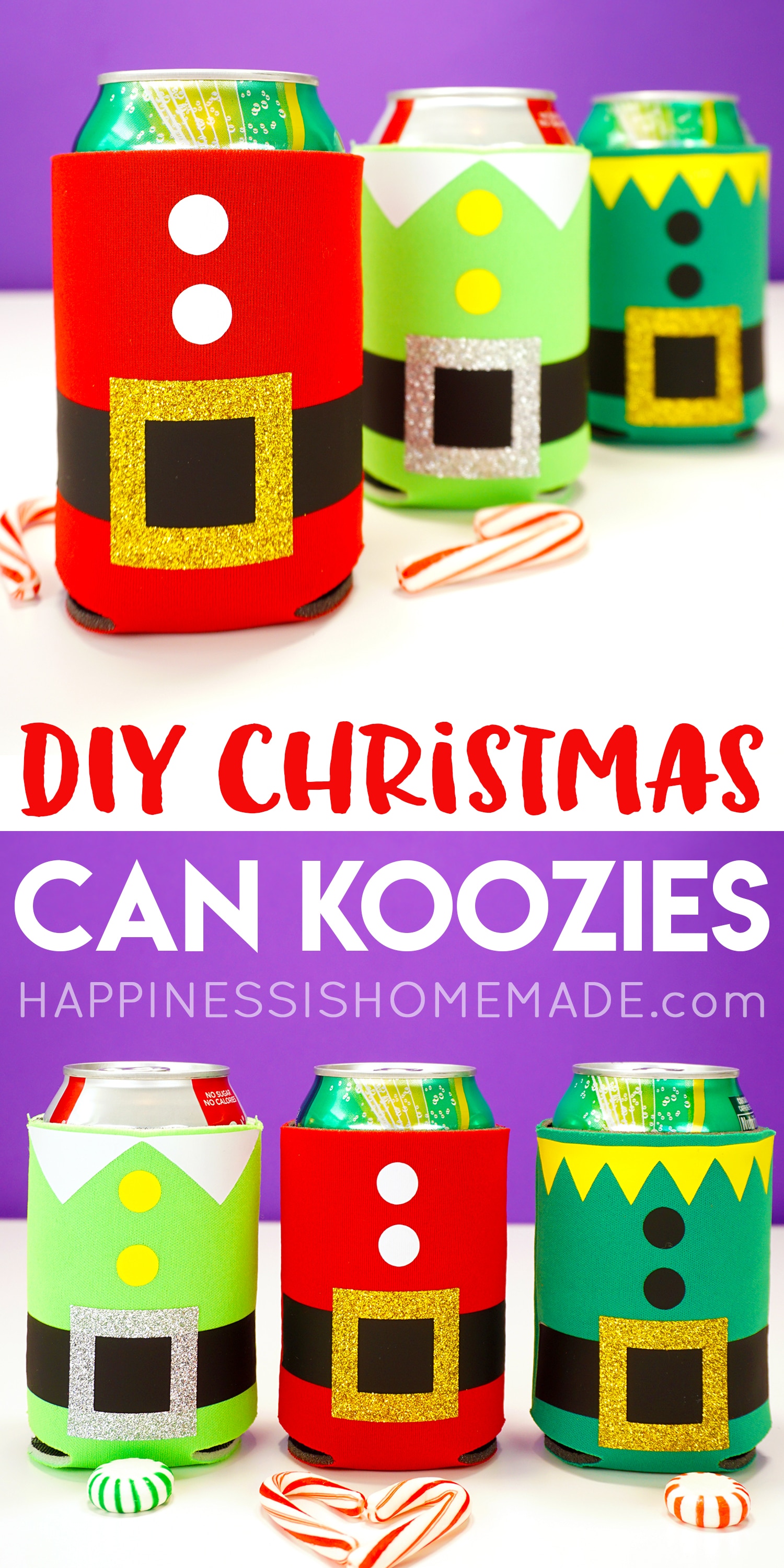 DIY christmas can koozies