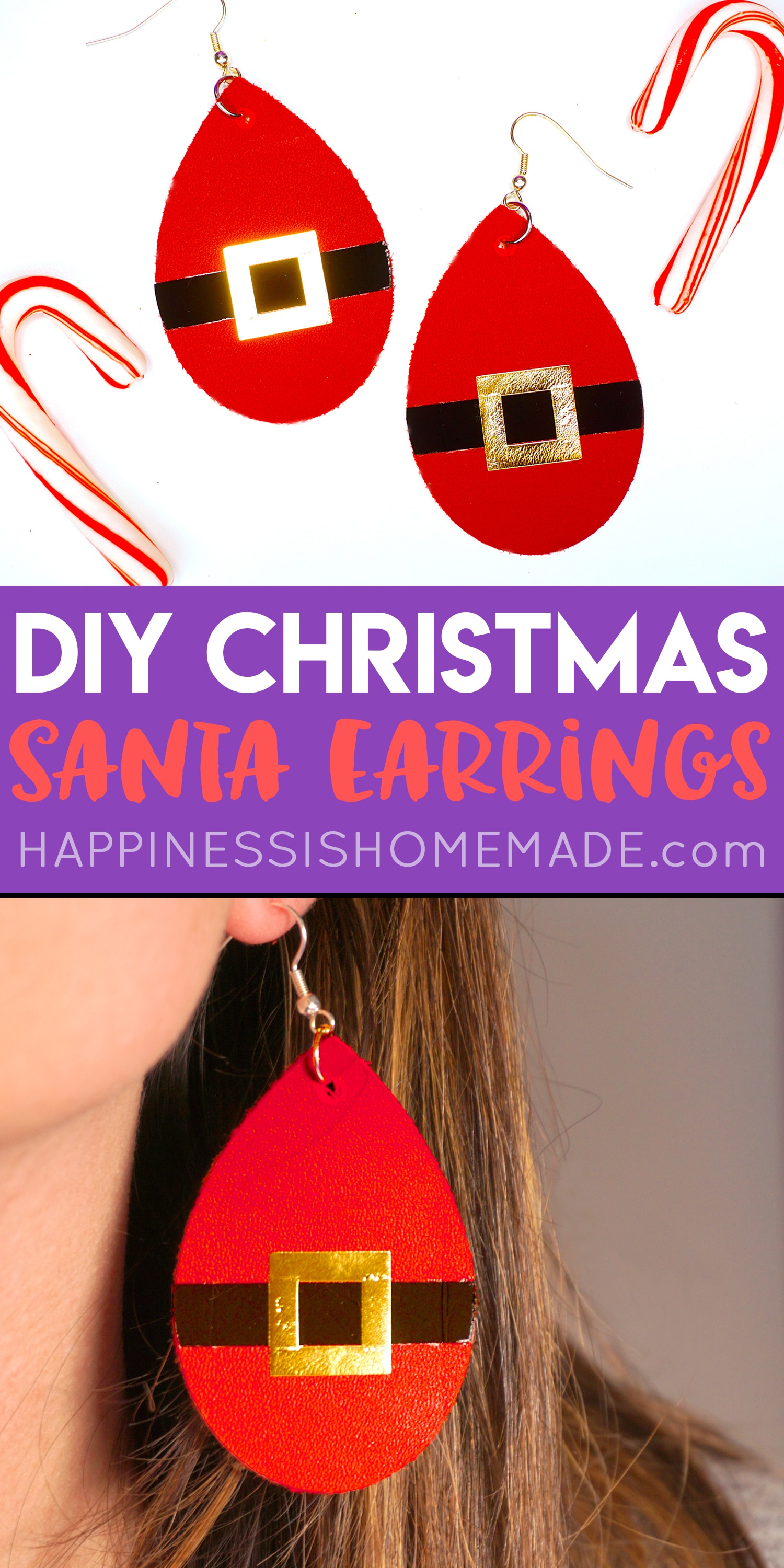 DIY Christmas santa earrings