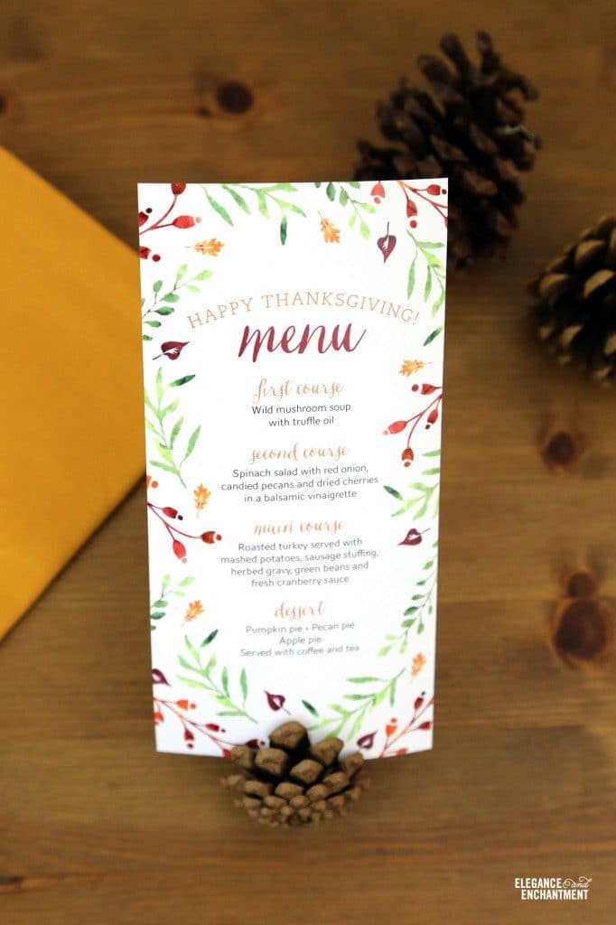 happy thanksgiving menu printables