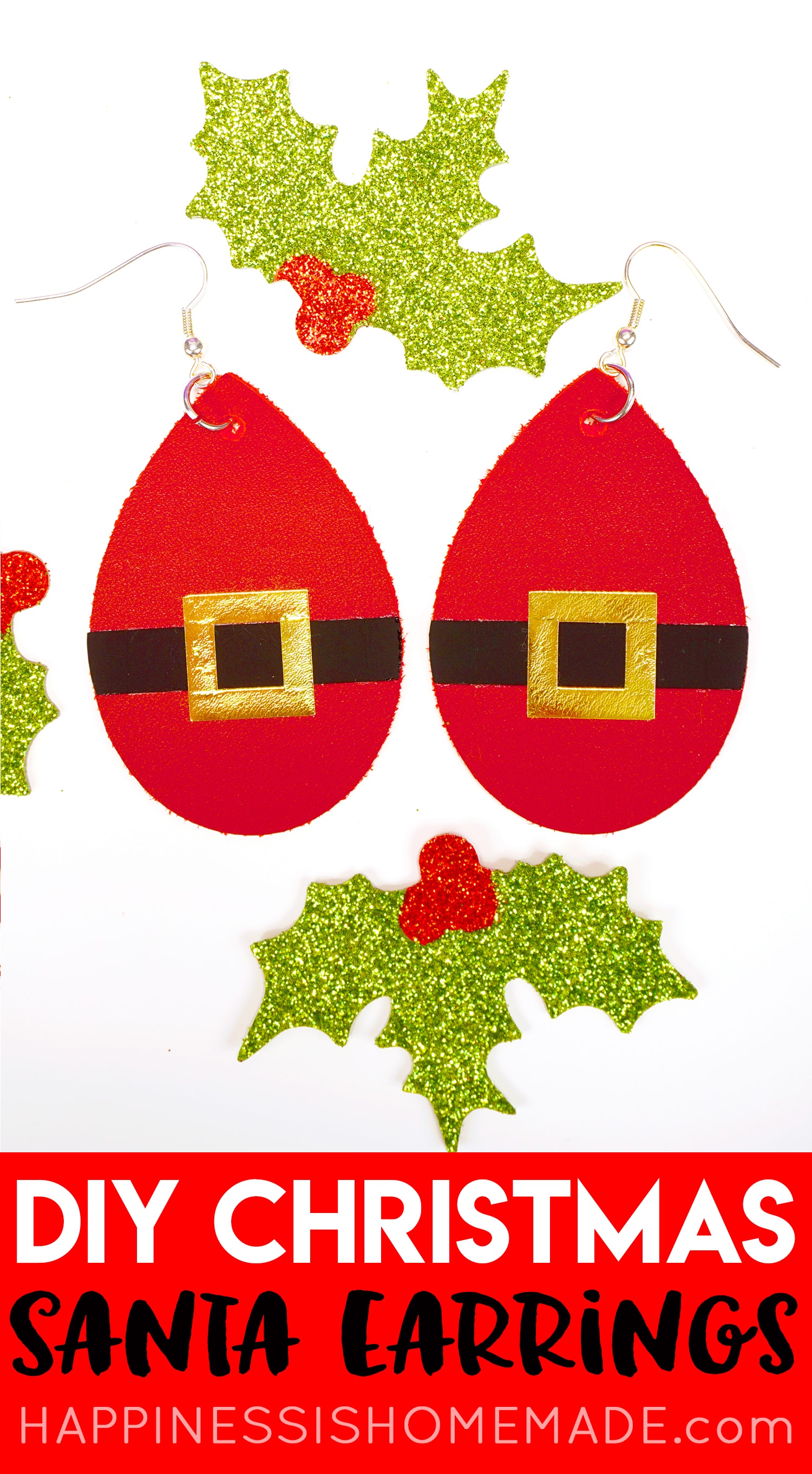 DIY easy leather santa earrings