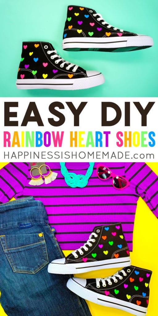 easy diy rainbow heart shoes
