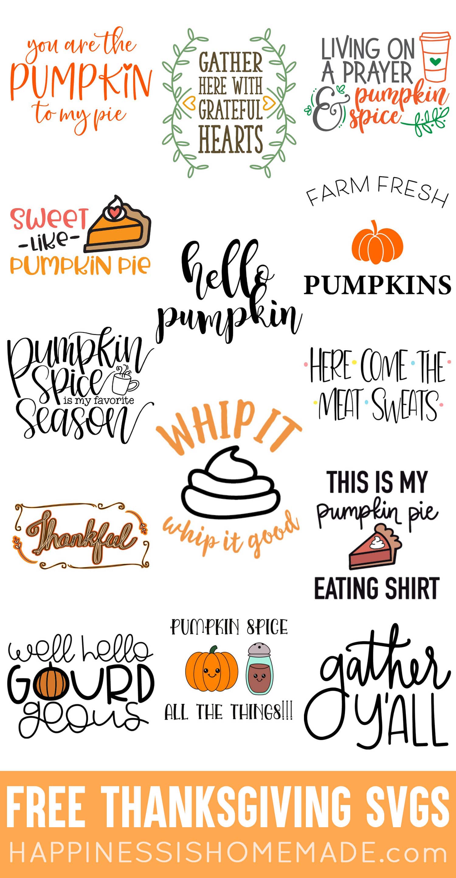 Download Free Thanksgiving SVG Files - Happiness is Homemade