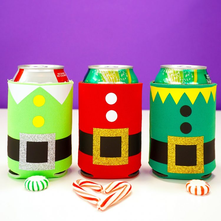 DIY christmas themed drink can koozies